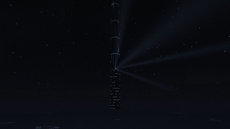 La Citadelle la nuit, quatre projecteurs balaient le ciel