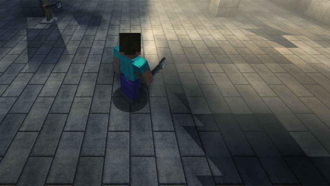 Le même personnage avec la seule tache ronde de Minecraft