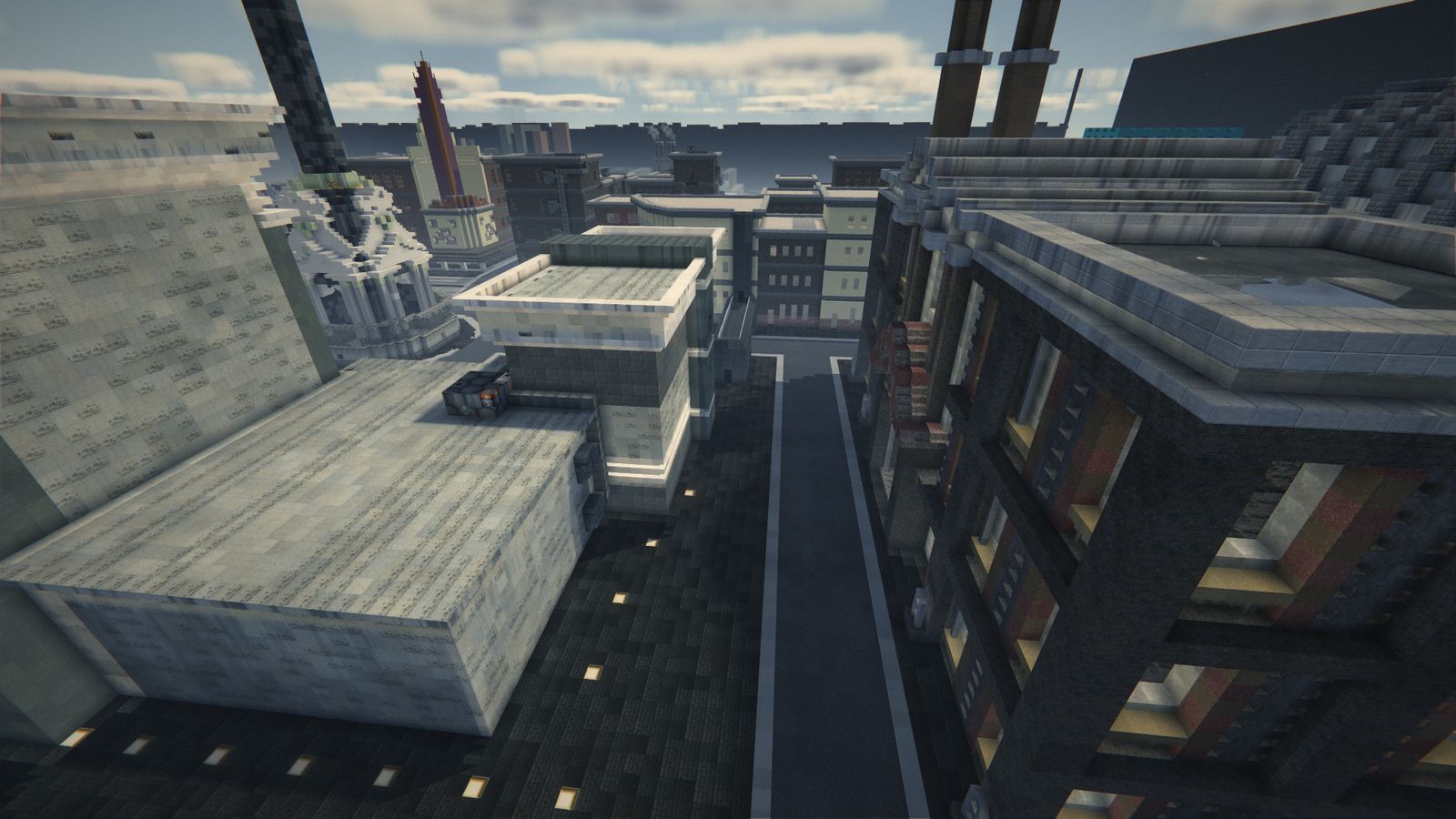 La ville vue d'un toit, sans zoom